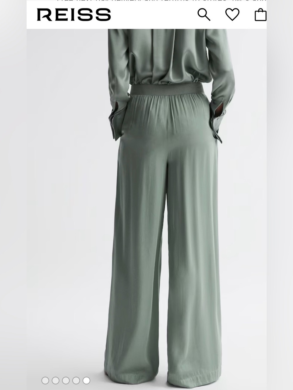 Reiss  Wide Leg Elasticated Waist Trousers in Sage US-4 UK-8 NWT